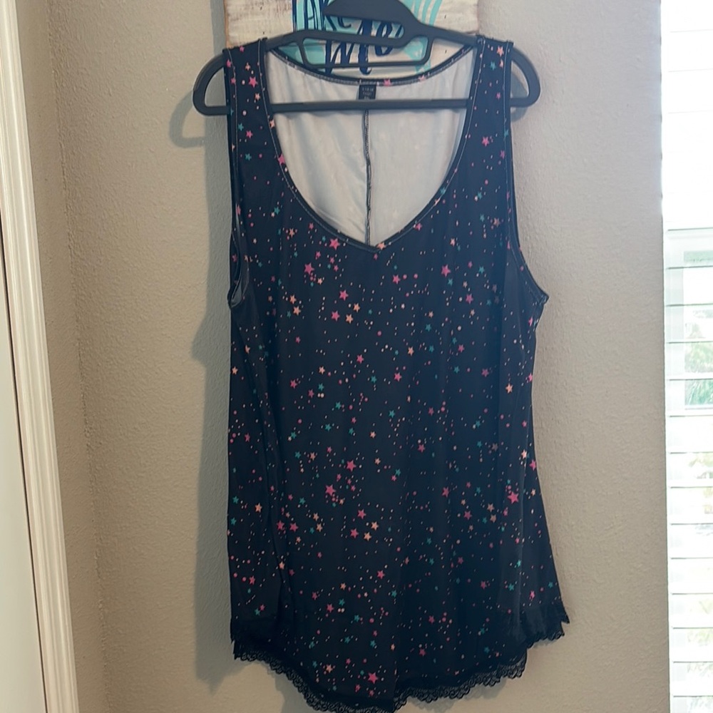 Women's Black with Multicolor Star Tank Top